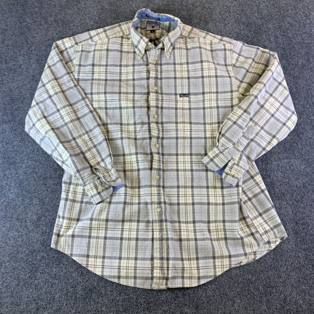 Faconnable Shirt Men L Multicolor Plaid Cotton Pleated Casual Collared